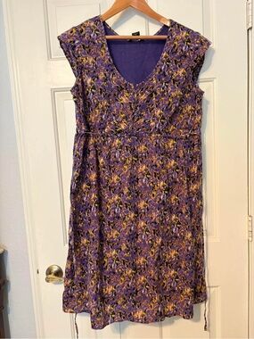 Eddie Bauer Purple Floral Cap-Sleeve Women’s Dress
